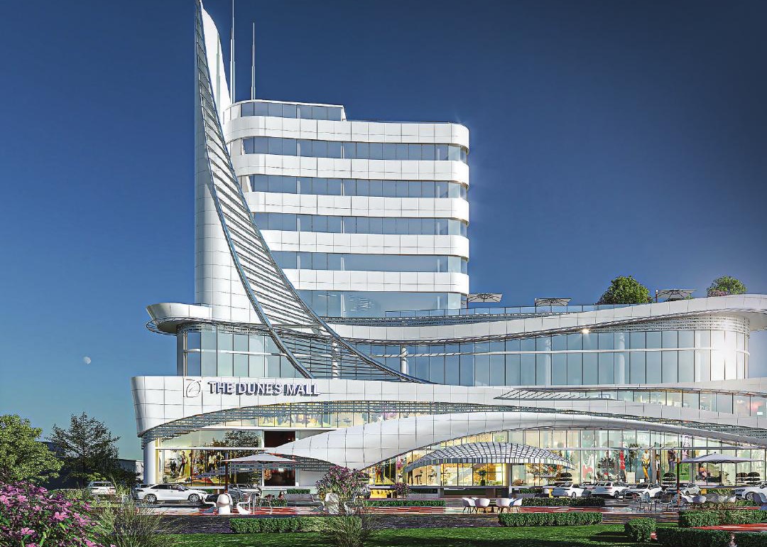 Daytime architectural render of The Dunes Mall